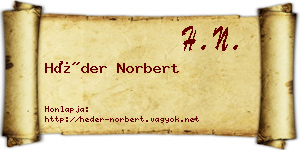 Héder Norbert névjegykártya